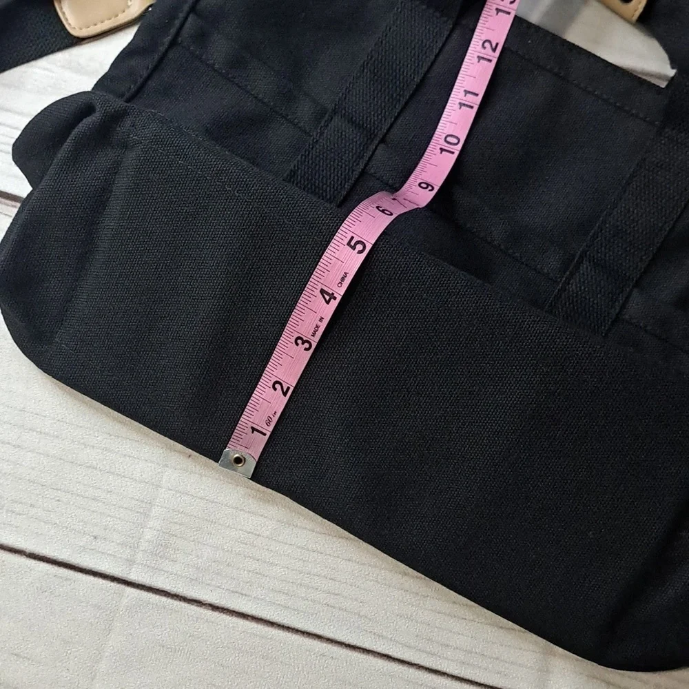 Stylish Black Canvas and Tan Accents Tote  Bag